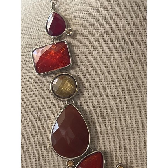 Premier Designs Sparkling Orange & Amber Necklace -- 16" - Picture 6 of 9